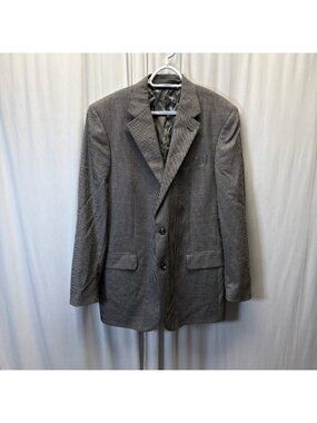 JoS A Bank Signature Mens Suit Jacket Sz 42L Wool Gray Charcoal Check Sport Coat